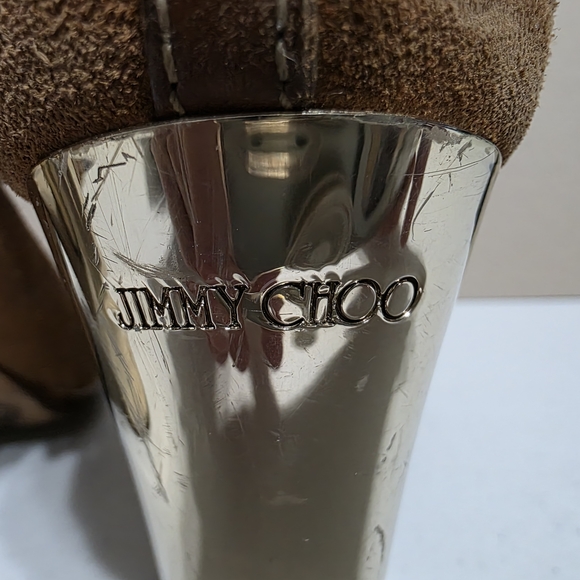 Jimmy Choo Tan Suede Heeled Boots - Picture 5 of 7